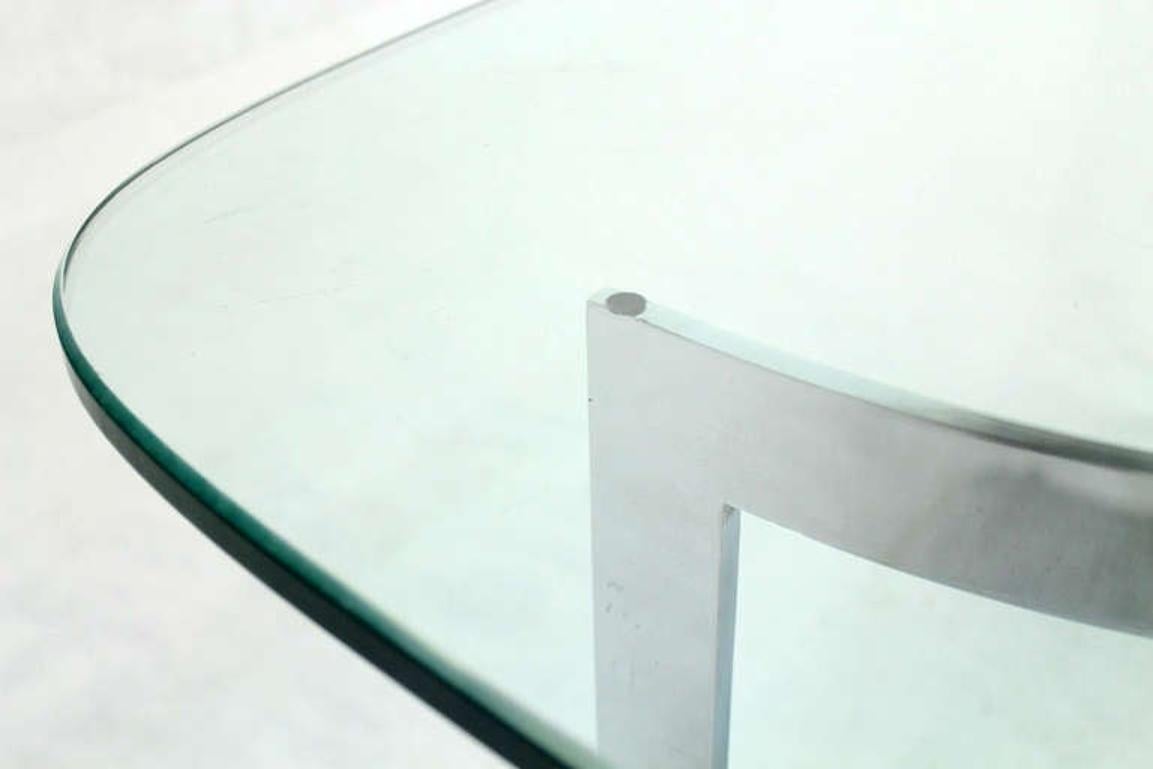 EstablishedLines Mid Century Modern Curved Bent Chrome Base Glass Top Coffee Table Bauhaus Chanel