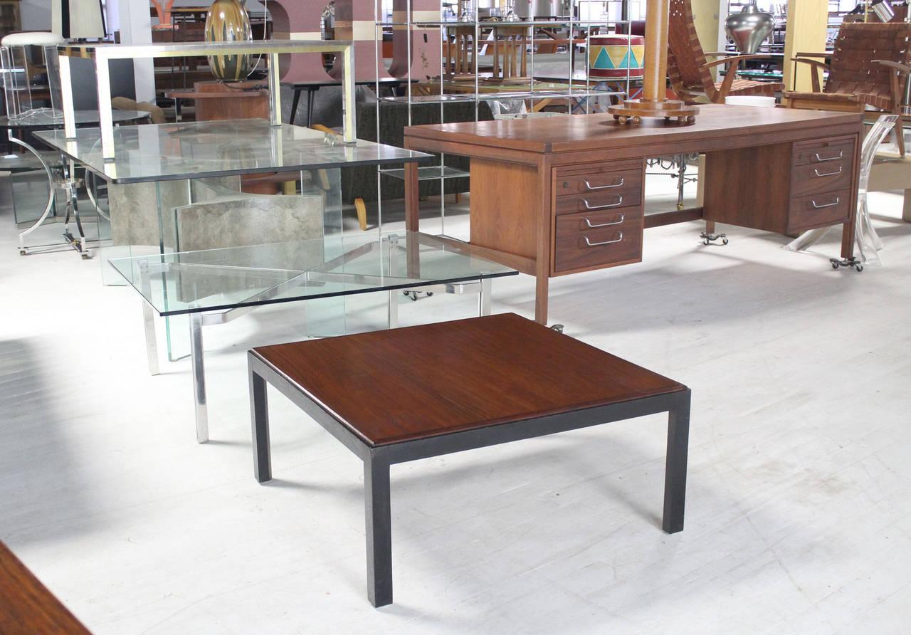 EstablishedLines Mid Century Modern Ebonised Frame Walnut Top Square Coffee Occasional Table MINT