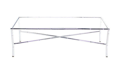 EstablishedLines Mid Century Italian Modern Faux Bamboo X-Base Long Rectangle Coffee Table MINT!