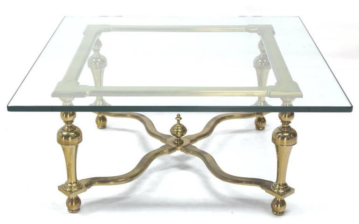 EstablishedLines Hollywood Regency Mid Century Modern Jansen Style Square Glass Top Coffee Table