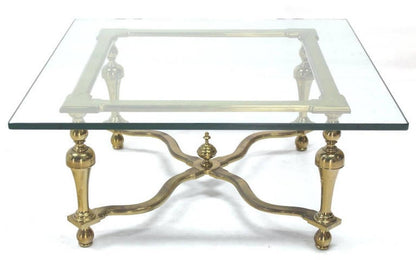 Hollywood Regency Mid Century Modern Jansen Style Square Glass Top Coffee Table