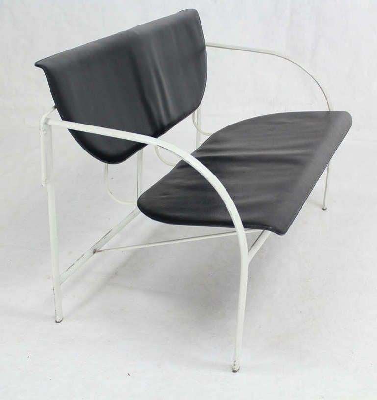 EstablishedLines Stendig Mid-Century Modern Leather and Steel Frame Loveseat Vintage Classic