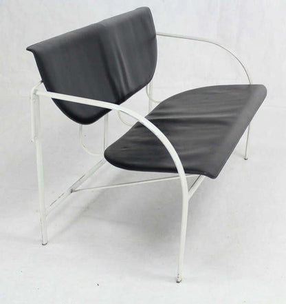 EstablishedLines Stendig Mid-Century Modern Leather and Steel Frame Loveseat Vintage Classic