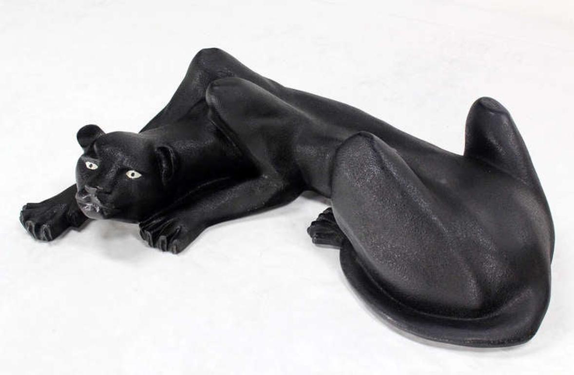 Large Coffee Table Sculptural Base of a Panther Large Black Cat Mid Century