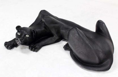 Large Coffee Table Sculptural Base of a Panther Large Black Cat Mid Century
