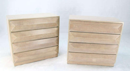 Pair Solid Mahogany Raised Front Mid Century Modern Bleached Bachelor Chest MINT