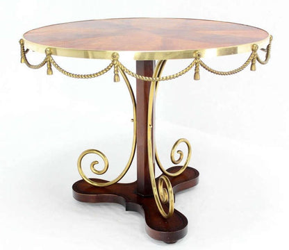 Bronze Ormolu Rope Tassels Neoclassical Gueridon Center Cafe Game Lamp Table