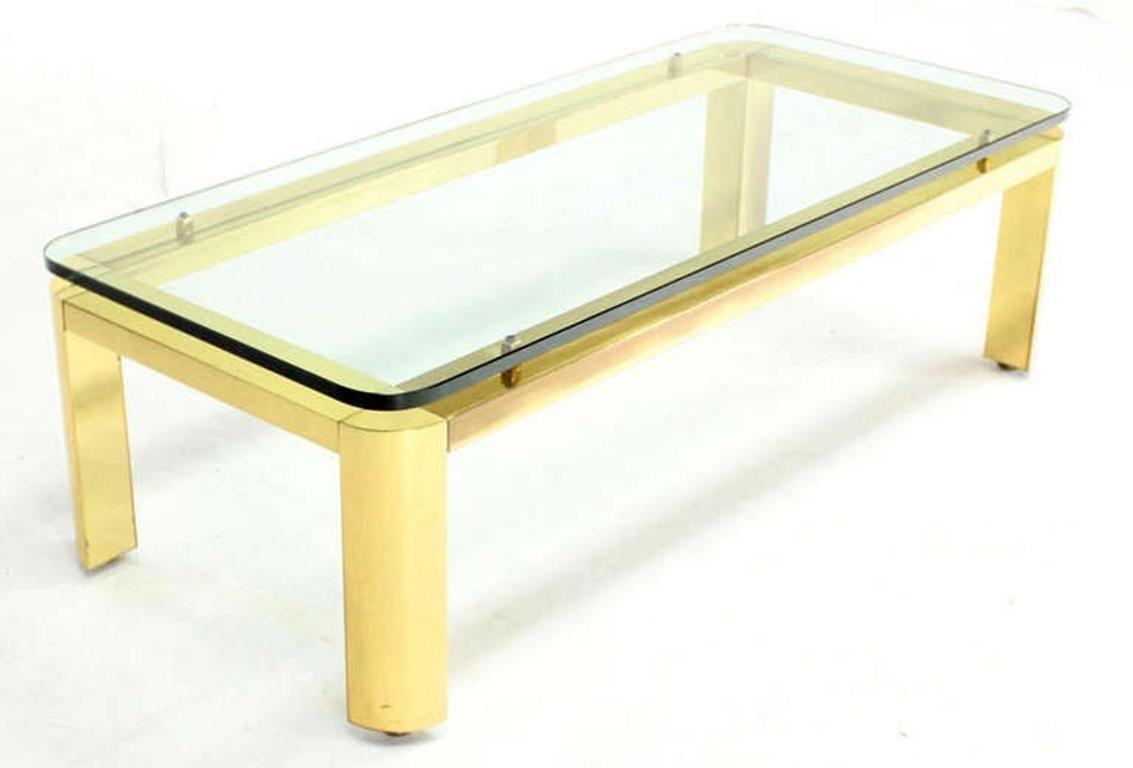 EstablishedLines Pace Collection Floating 3/4" Glass Top Brass Base Coffee Table Mid Century