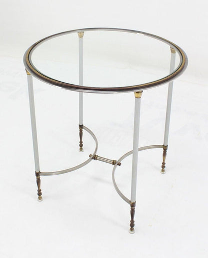Mid Century Modern Brass & Chrome Gueridon Round Side End Lamp Table Stand MINT!
