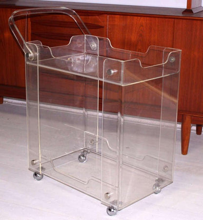 EstablishedLines Bent Lucite Studio Crafted Mid-Century Modern Tea Bar Cart on Wheels MINT!