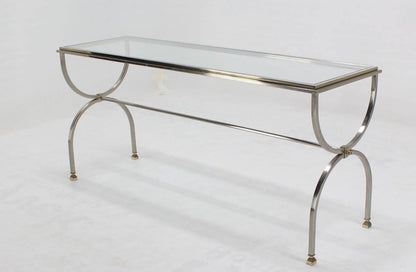 EstablishedLines Chrome Brass U Shape Base Glass Top Long Rectangle Console Sofa Table MINT!