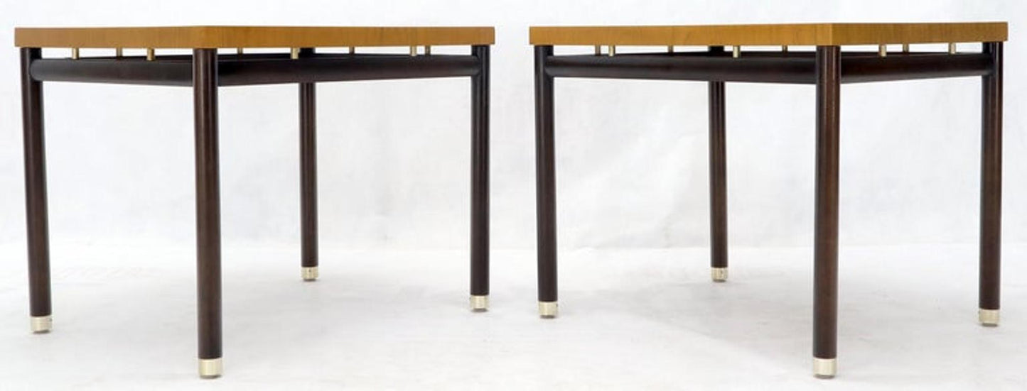 Pair of John Stuart Ebonized Bases Floating Tops End Side Tables