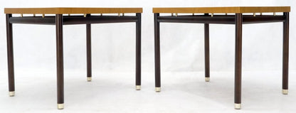 Pair of John Stuart Ebonized Bases Floating Tops End Side Tables