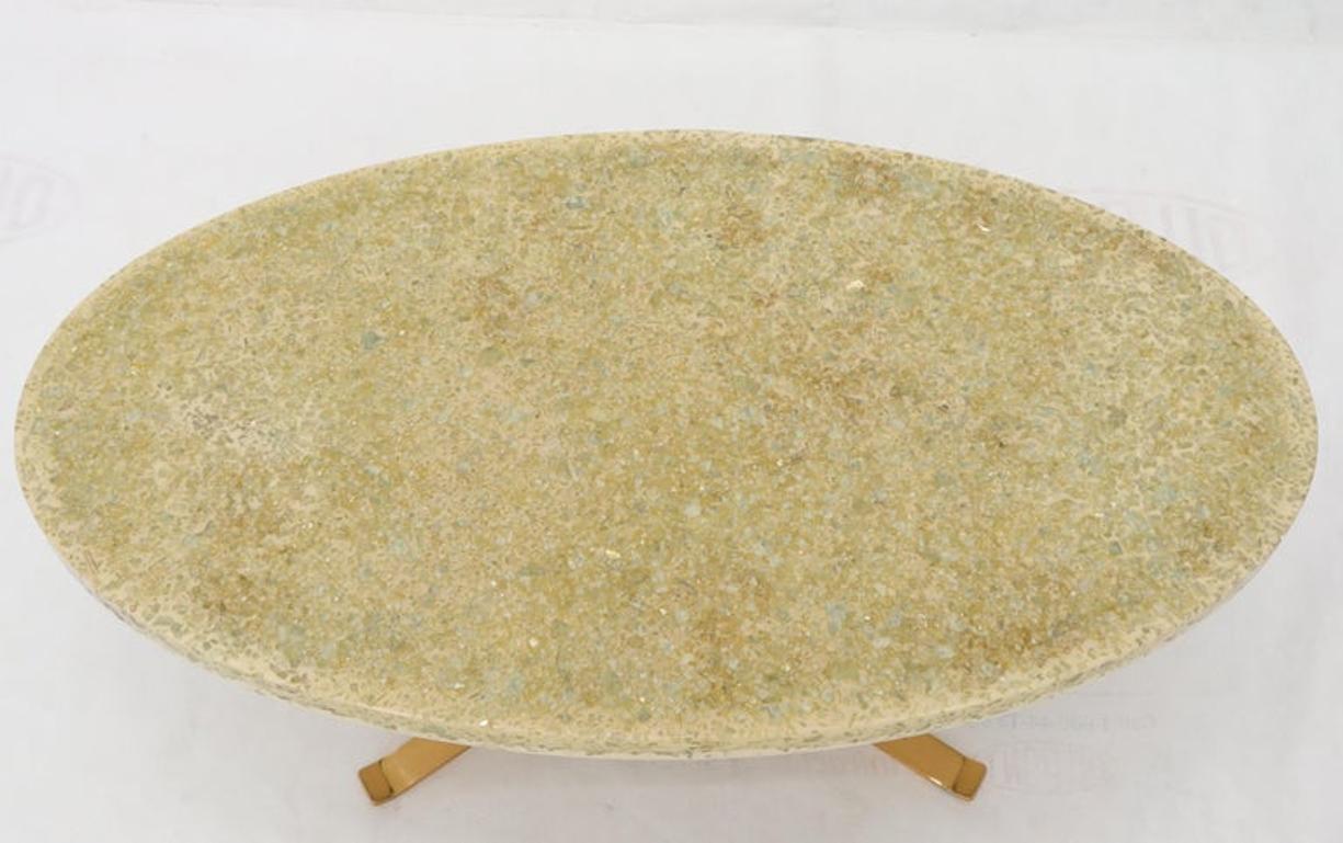 Abalone Shell Cast in Resin Oval Top Coffee Table on X-Shape Base