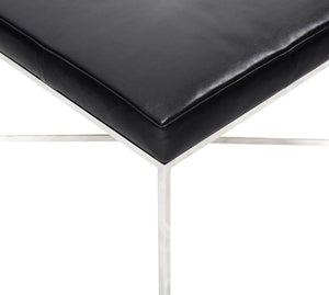 X-Base Chrome and Leather Upholstery Square Bench