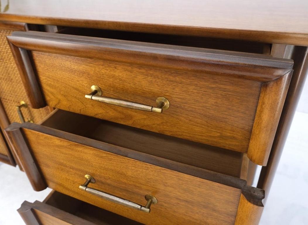 Exposed Sculptural Legs Walnut Three Drawers Two Doors Credenza Server Sideboard