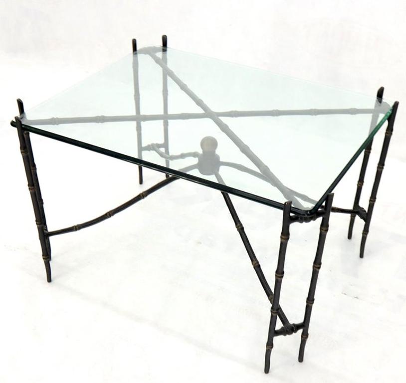 Bronze Faux Bamboo Glass Top Rectangular Coffee Table