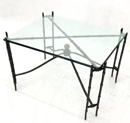 Bronze Faux Bamboo Glass Top Rectangular Coffee Table