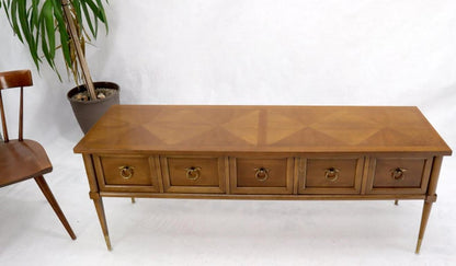 Mid-Century Modern Long Low Profile Credenza with Round Ring Drop Pulls