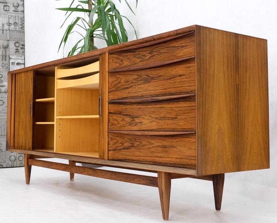Danish Mid Century Modern Rosewood Tambour Doors Sideboard Credenza Falster