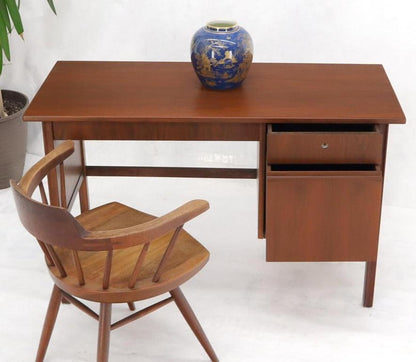 Danish Mid Century Modern Petit Single Pedestal Desk Two Drawers