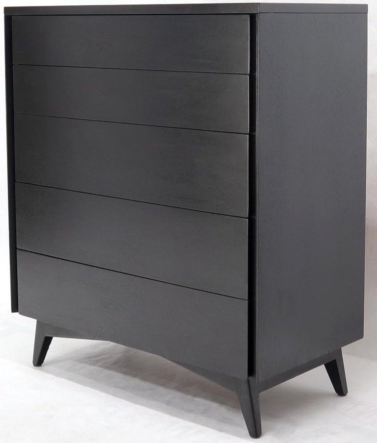 Five Drawers Black Lacquer Mahogany High Chest Dresser by John Stuart