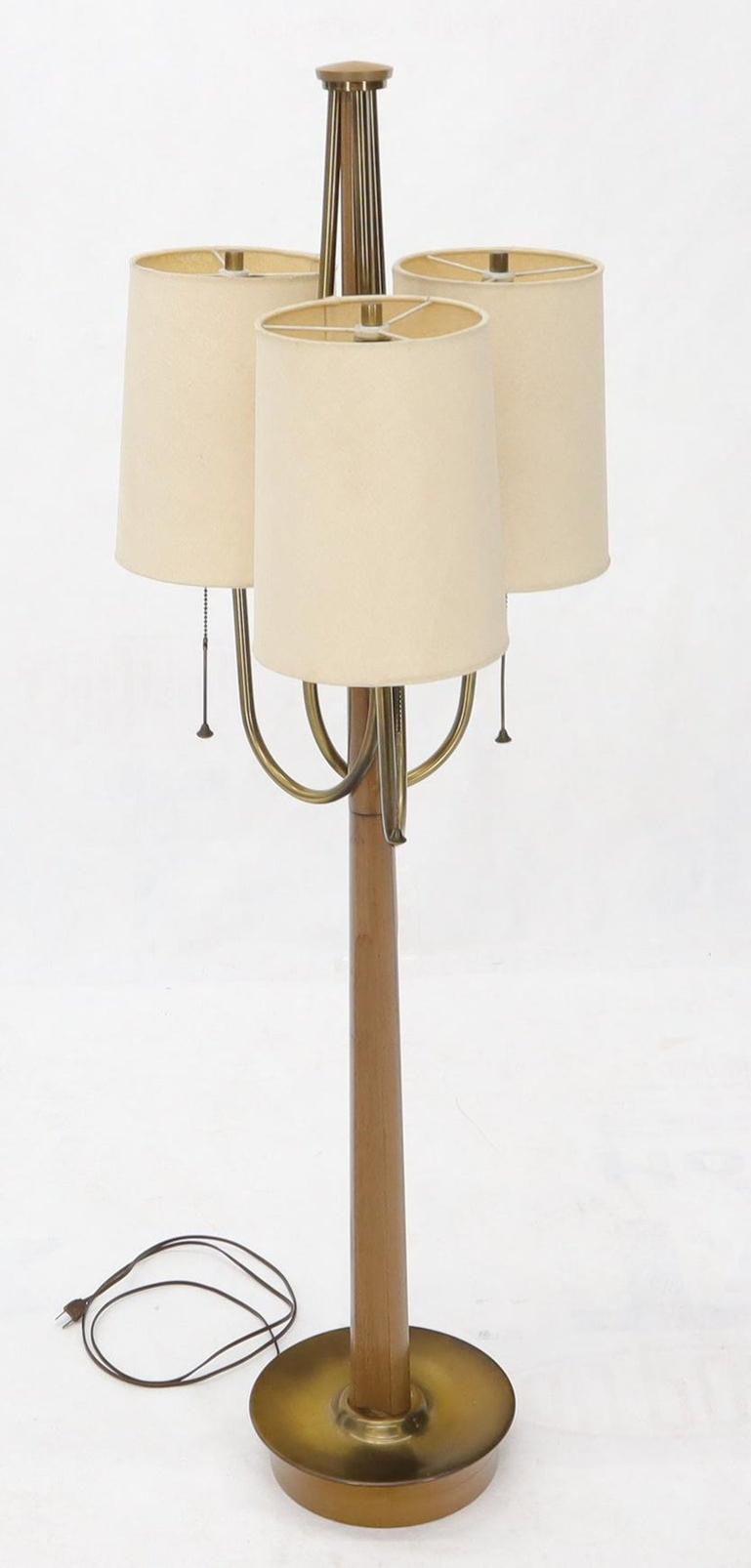 Large Mid-Century Modern Three arms Table or Floor Lamp with Cylinder Shades