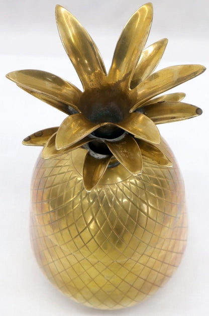 Gold Tone Solid Brass Pineapple Shape Jar with Lid