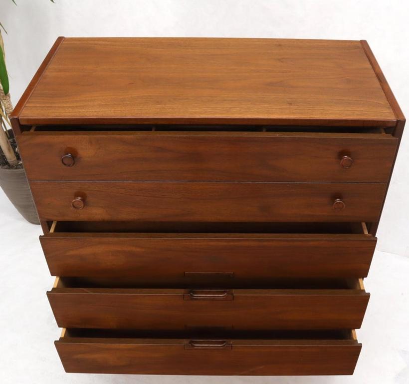 Oiled Walnut Mid-Century Modern High Chest 4 Drawers Dresser