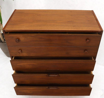 Oiled Walnut Mid-Century Modern High Chest 4 Drawers Dresser