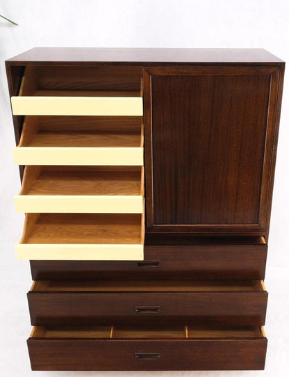 Harvey Probber Espresso Mahogany Sliding Doors 10 Drawers Gentlemen's Chest Mint