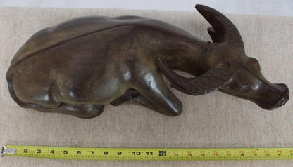 Large Carved Wood Sculpture of a Water Buffalo
