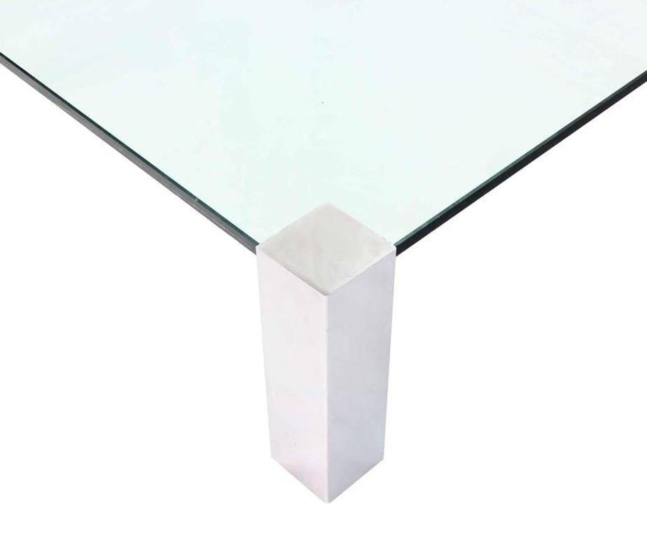 Large Square Mid Century Modern Coffee Table on Chrome Corner Legs