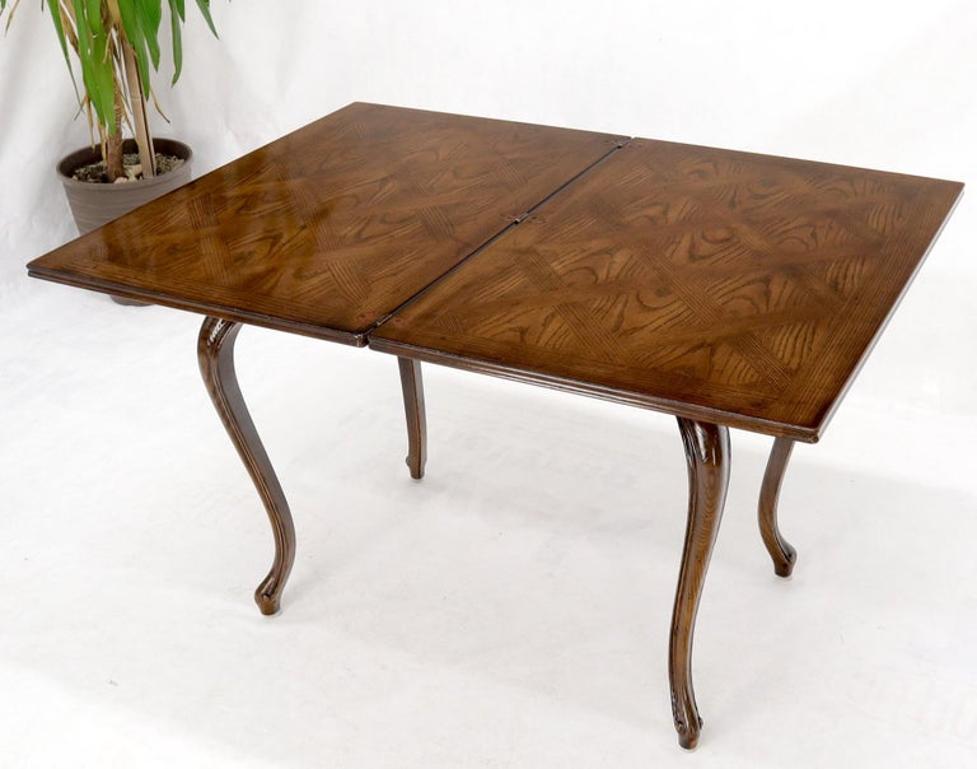 Henredon Cabriole Leg Parquet Flip Top Console to Dining Table