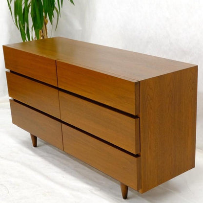 Mid-Century Modern Block Front American Walnut 6 Drawers Dresser Restored
