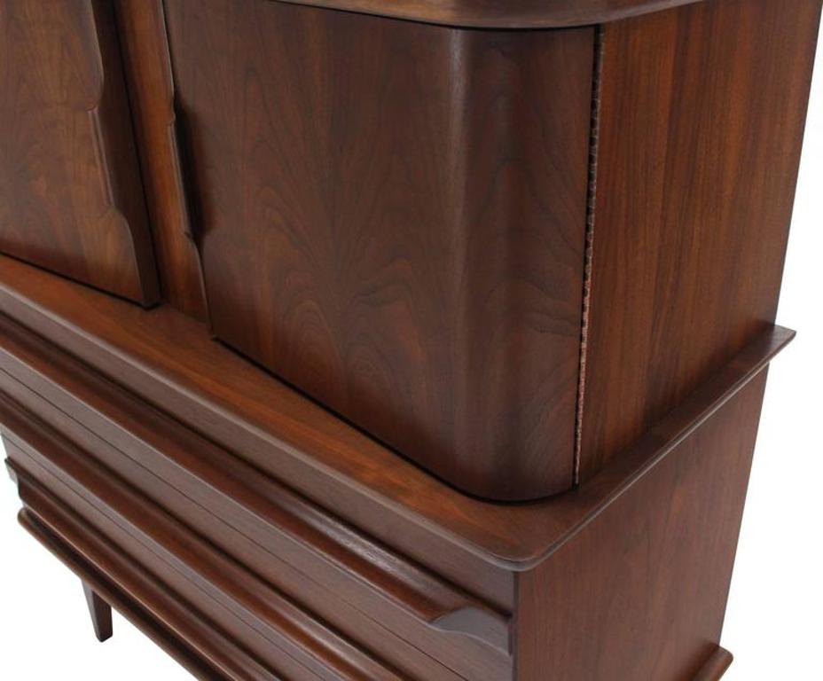 Walnut High Chest or Dresser w/ Drawers and Two Doors Compartment