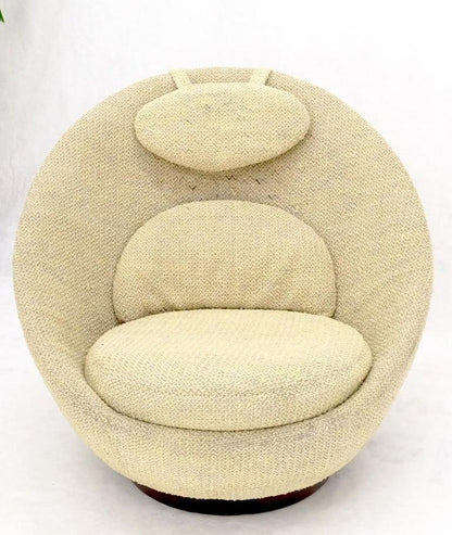 Mid-Century Modern Oval Egg Shape Pod Chair w/ Adjustable Head Rest on Band Base