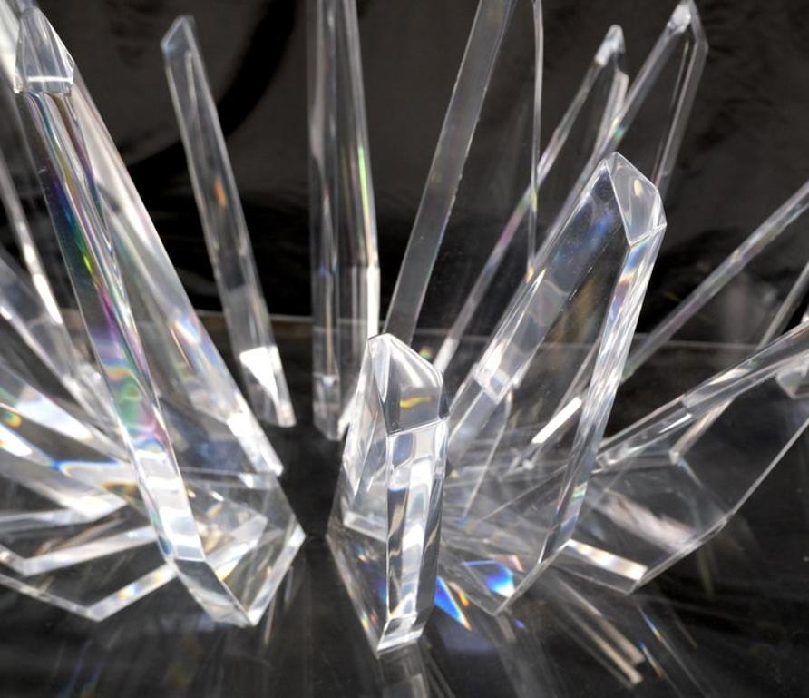 Lucite "Ice Crystals" Base Rectangle Glass Top Mid-Century Modern Coffee Table