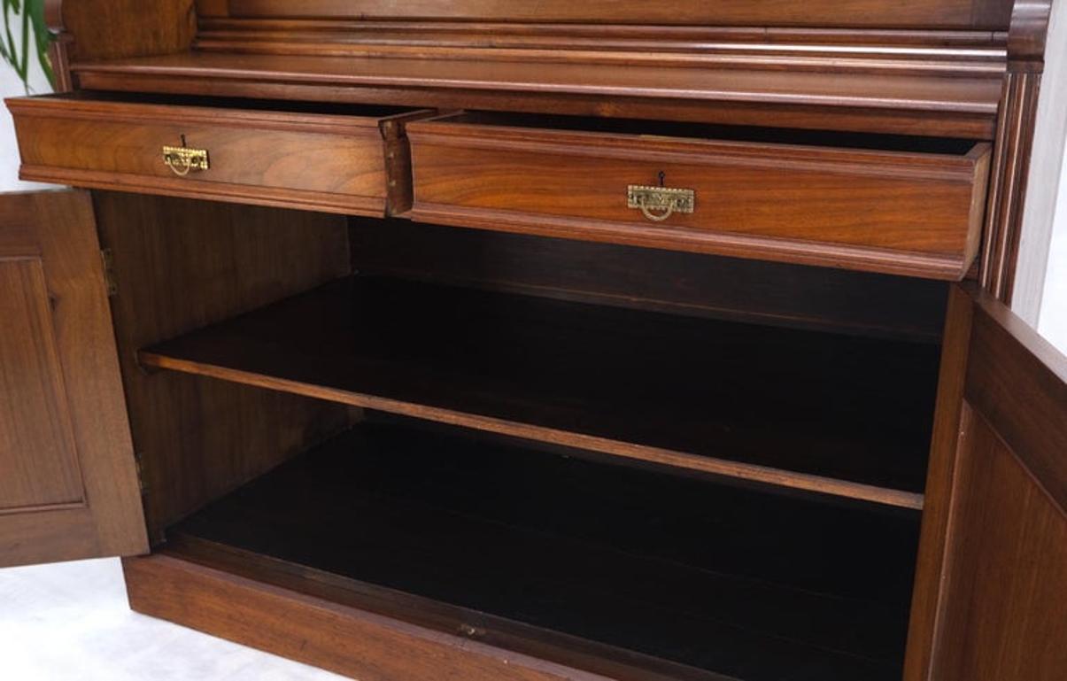 Large Walnut Victorian Secretary Bureau Cabinet Letter Shelves Bottom Storage