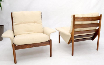 Pair of Danish Modern Virgin Wool Upholstery Rosewood Frames Longe Chairs