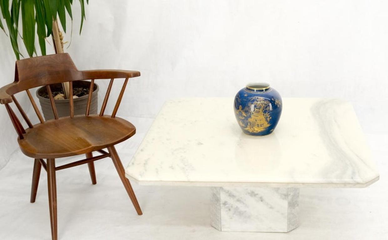 Mid Century Modern Square White & Grey Marble Coffee Center Table