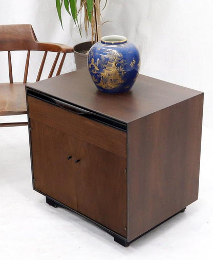 John Stuart Walnut One Drawer Two Doors Compartment End Table Nightstand