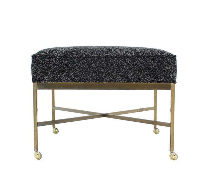 Large Solid Brass X Base Ottoman New Upholstery