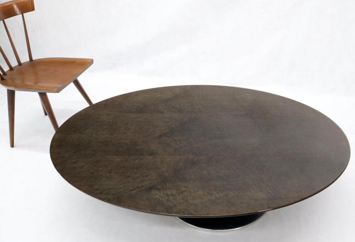 Oval Grey Bird's-Eye Maple Top Heavy Steel Base Coffee Table by Saporiti