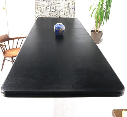 Triple Cylinder Base Lacquered Cloth Wrapped Extra Long Dining Conference Table