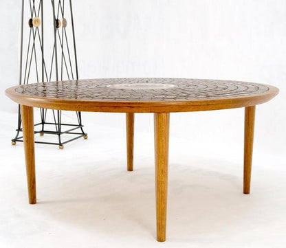 Gordon Martz Tile Mosaic Round Top Coffee Table on Tapered Dowel Legs MINT!