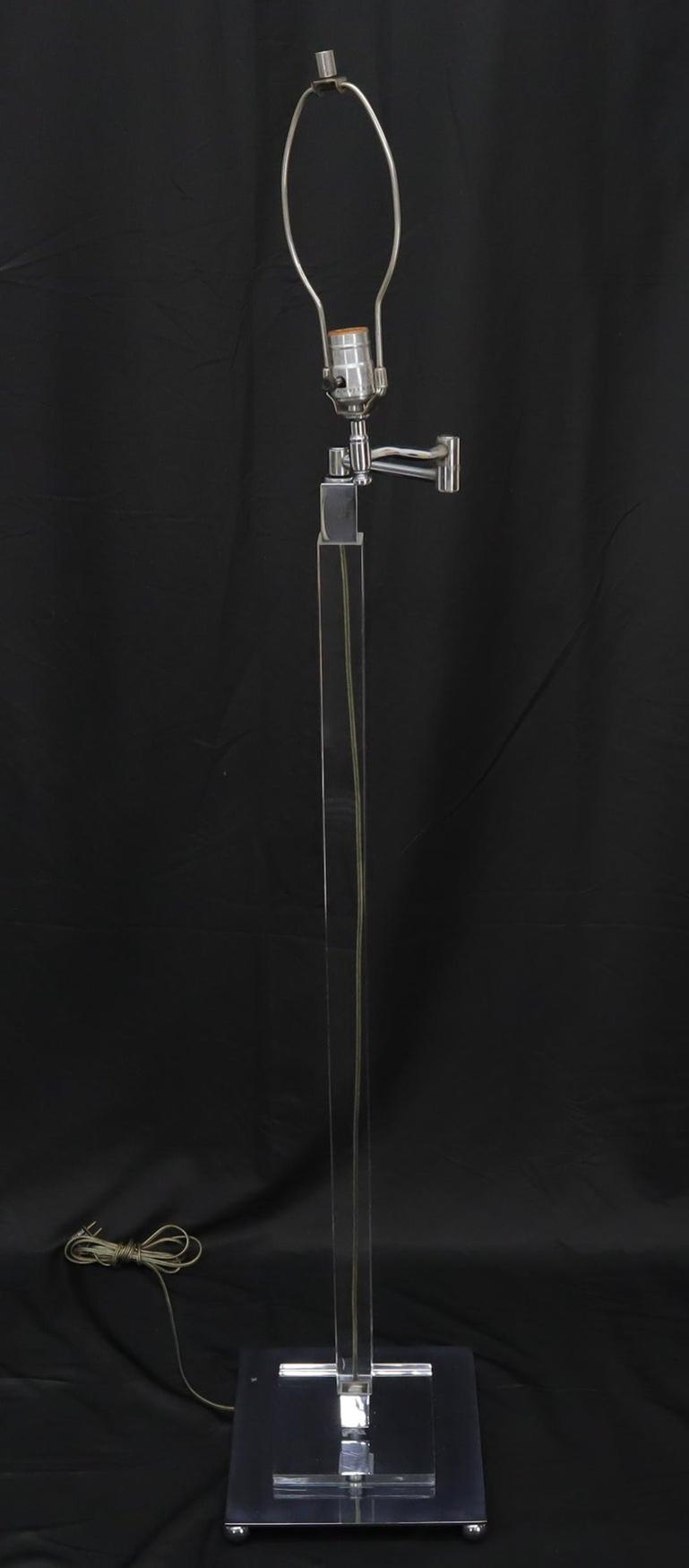 Mid-Century Modern Lucite Base Adjustable Floor Lamp