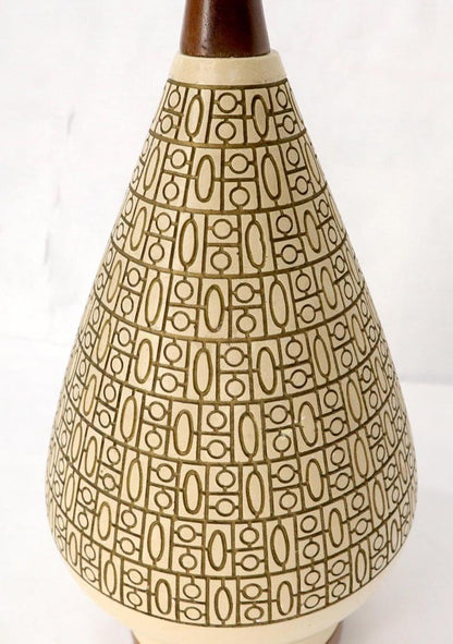 Pottery and Walnut Onion Shape Base Table Lamp, c. 1960's
