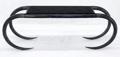 Tessellated Stone Veneer Tile Console Sofa Table on Tusk Shape Legs