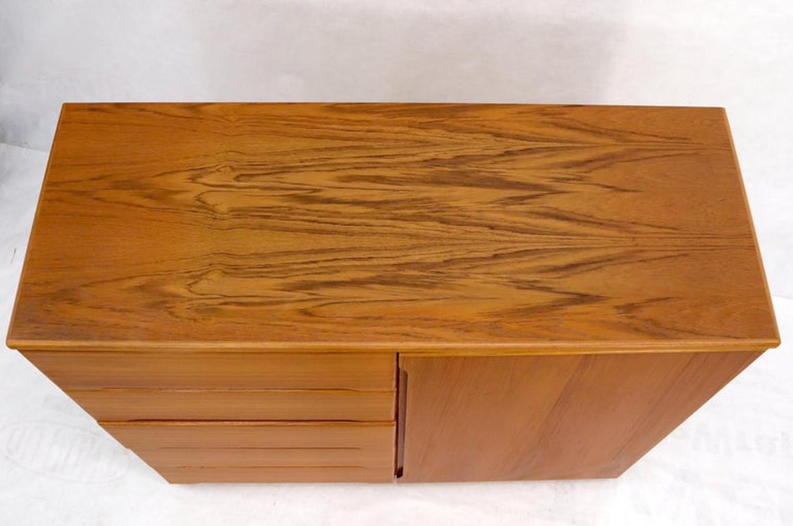 Danish Teak Mid-Century Modern Side by Side Chest of 5 Drawers Door Compartment